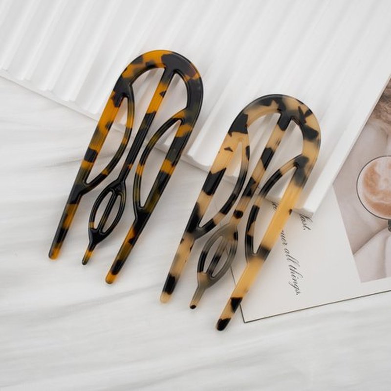COZYISLE 8-Piece French Tortoiseshell Hair Pins for Women - Premium Cellulose Acetate Hair Clips for Thick Hair, Cute Cutout Hair Accessories for Updos, Buns & Daily Styling
