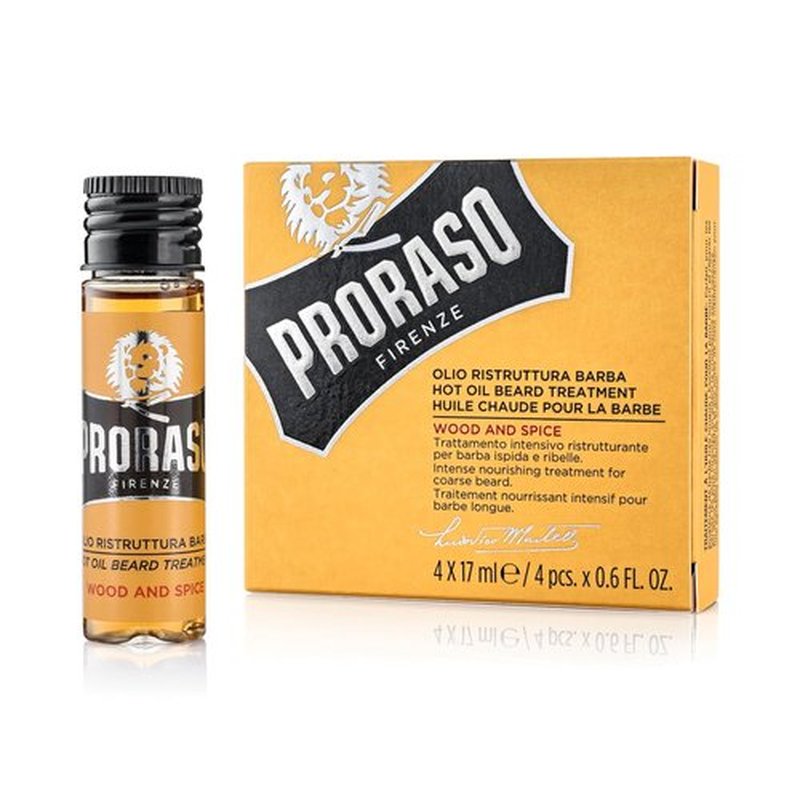 Proraso Beard Oil Hot Treatment - Conditions & Repairs Dry Facial Hair - Four 0.6oz Packs