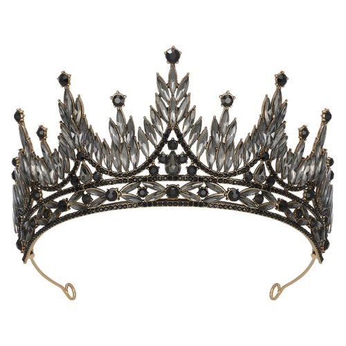 SWEETV Tiaras and Crowns for Women, Wedding Tiara for Bride, Rhinestone Queen Crown, Crystal Costume Hair Accessories for Birthday Prom Quinceanera Celebration (Black 02)