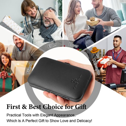Manicure Set 8pcs Professional Nail Clippers Kit Pedicure Care Tools-Stainless Steel Grooming Tools for Travel (Black)