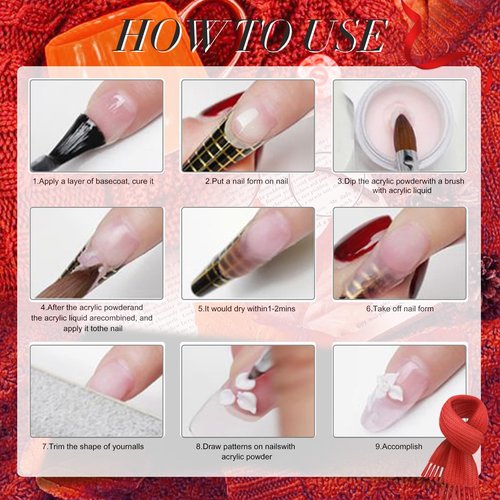 28g/box Color Acrylic Powder Professional Red Glitter Acrylic Nail French Manicure Powder for Nail Extension Acrylic Nail System,HJ-NAP017-No.36