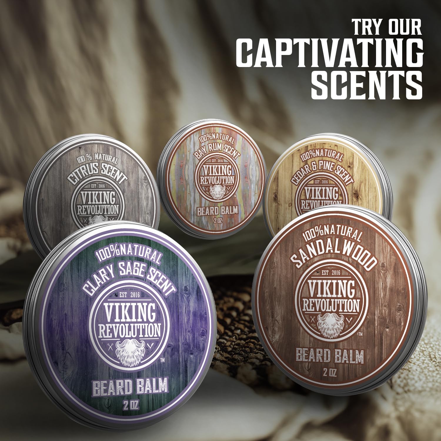 Viking Revolution Clary Sage Beard Balm - Beard Butter with Argan Oil, Beard Softener for Men with Jojoba Oil - Beard Moisturizer for Men with Beeswax - Beard Wax for Men (2oz, 1 Pack)