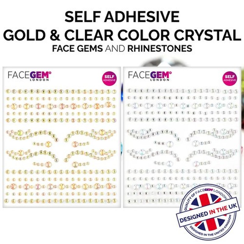 2 PCS Face Gems – Face Jewels - Self-Adhesive Rhinestone Face Jewels for Makeup, Party & Rave Looks - Eye Gems, Face Glitter, Self- Adhesive Festival Gems Festival, Glitter Tattoo, Face Gems
