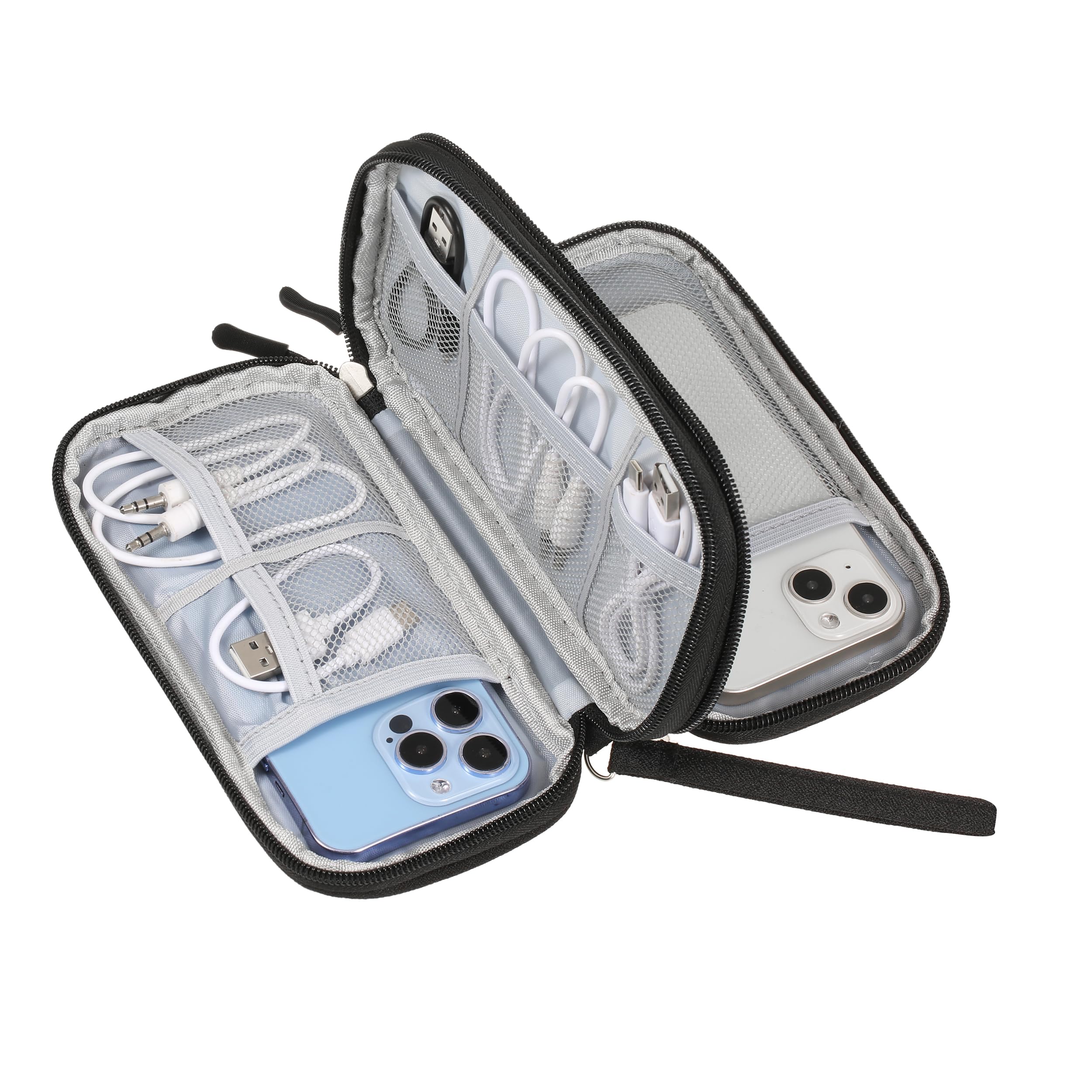 Yiasangly Electronic Organizer Bag, Waterproof Portable Travel Cable Storage Bag, Multifunctional Cord Storage Case for USB Drive, Dard Drive, Power Bank, Charger, Mouse, USB Cable, Headphones - Black
