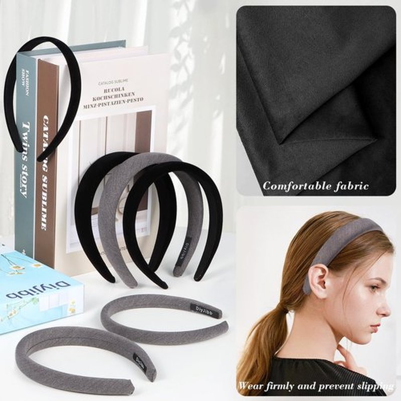 DiyJibb Velvet Headbands for Women and Teens, 6PCS Non-Slip Padded Hairbands with 3 Width Options (0.6", 0.8", 1.2"), Soft Comfortable Hair Accessories for Daily Wear, Makeup, Sports, and Gifts
