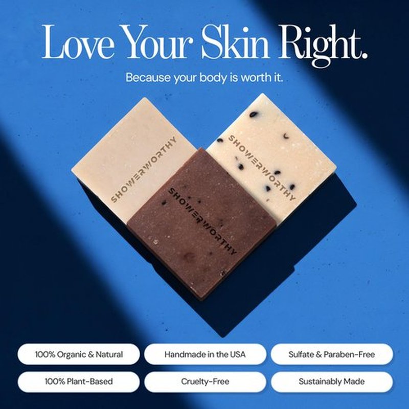Showerworthy Plant Based Organic Bar Soap Gift Set Handmade in USA – 8 Natural Soap Bars for Men & Women – Cold Process With Essential Oils for Moisturizing Dry & Sensitive Skin 8 Scents 5 oz Each
