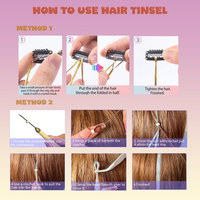 GTTUKK 4800+ Strands Hair Tinsel Kit with Tools, 16 Colors 48 Inch Fairy Hair Extensions, Heat Resistant Holographic Glitter Sparkle Strands with Silicone Beads, Pliers & Hook for Women Party
