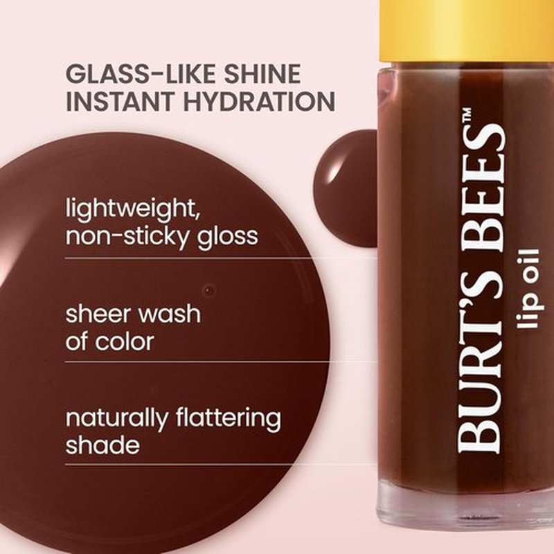 Burt's Bees Lip Oil - Golden Hour Hydration | Nourishing Jojoba Oil, Sheer Color, 0.15 oz