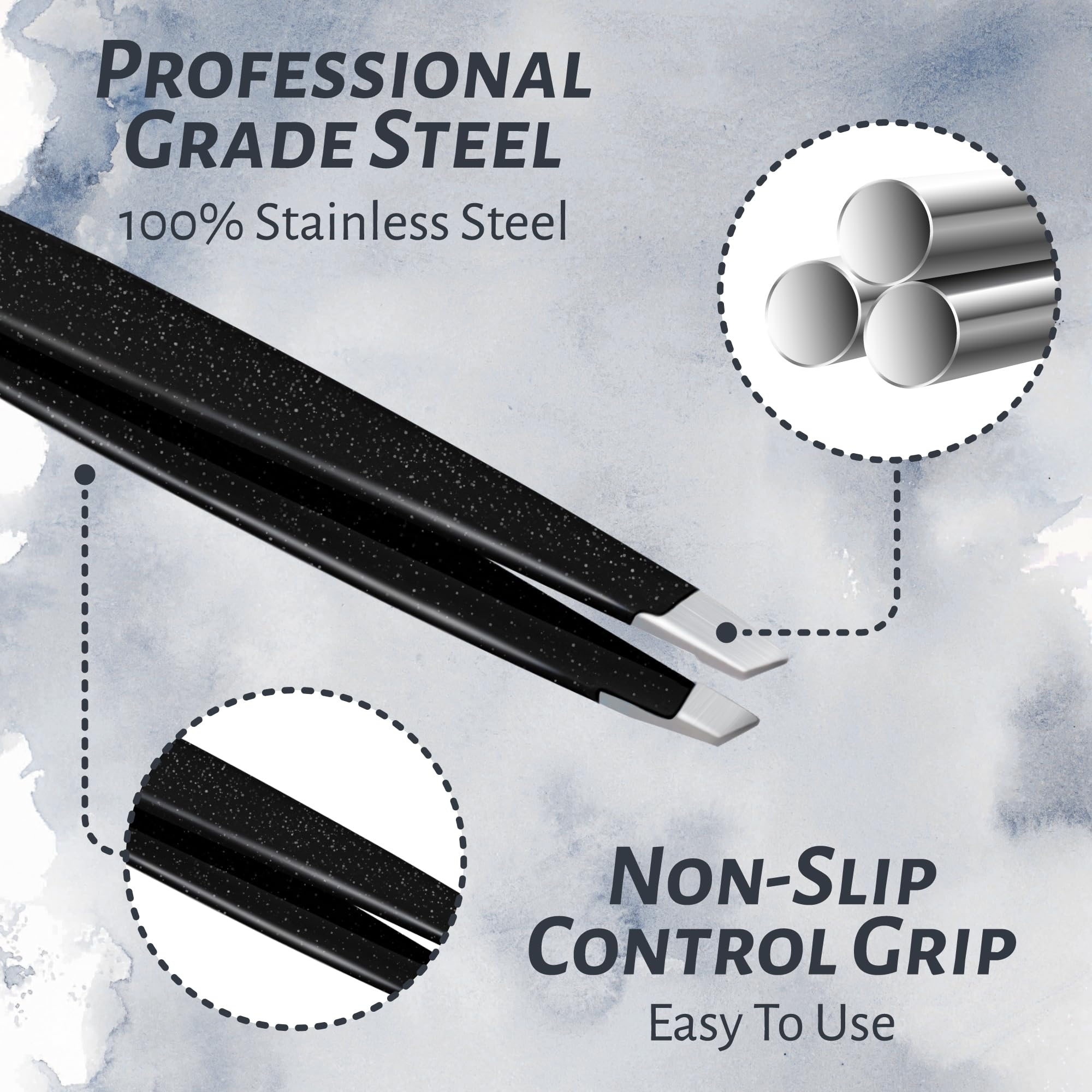 OCBA 1 Pcs Tweezers for Facial Hair Women & Men for Precise Grooming of Eyebrows - Professional Stainless Steel Black Color Coated Eyebrow Tweezers for Ingrown Hair on Nose Ear (1 Pack Black)