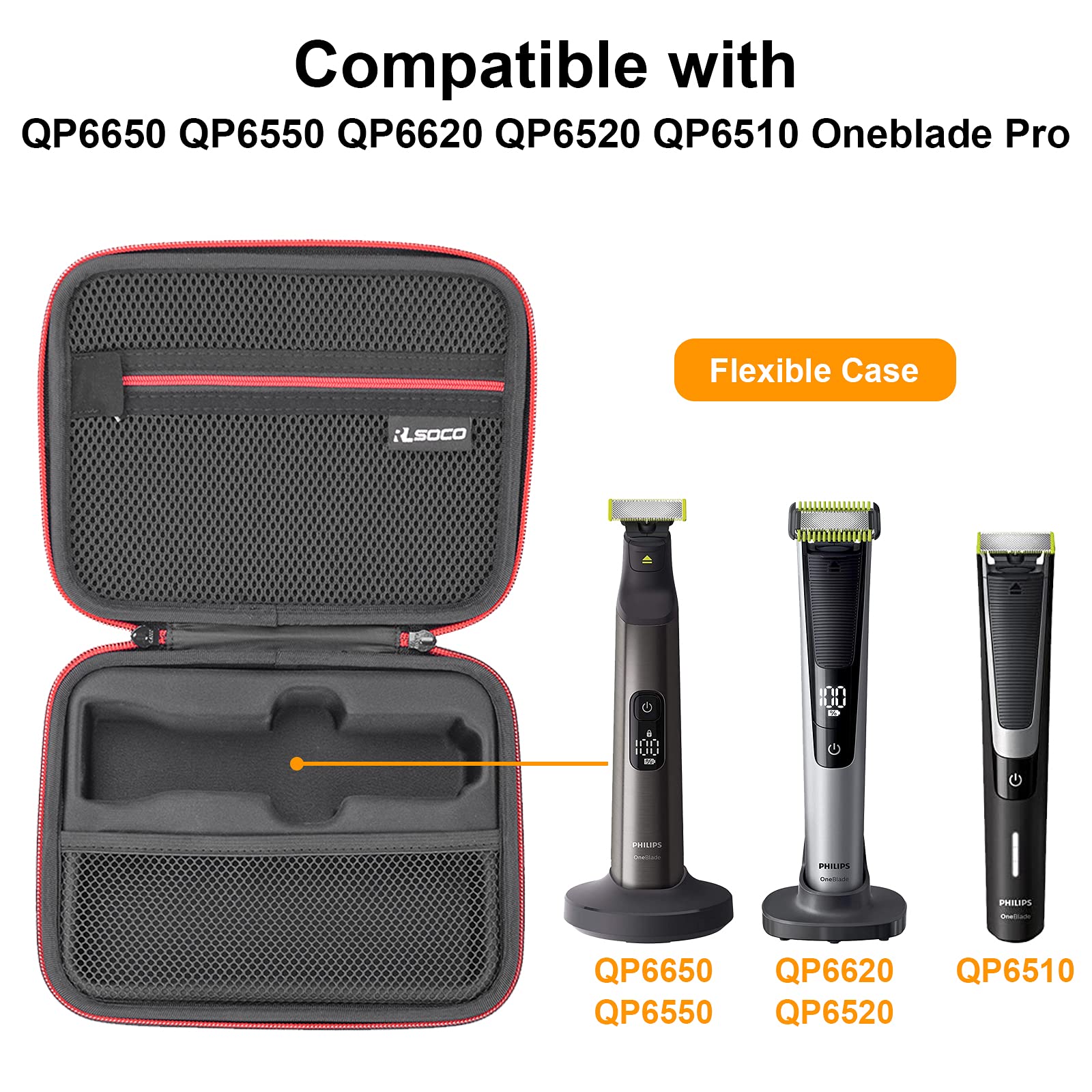RLSOCO Carrying Case Compatible With Philips QP6530/70,QP6530/80,QP6531/70,QP6550/70,QP6520/70,QP6510/20 Hybrid Electric Trimmer (Case Only)
