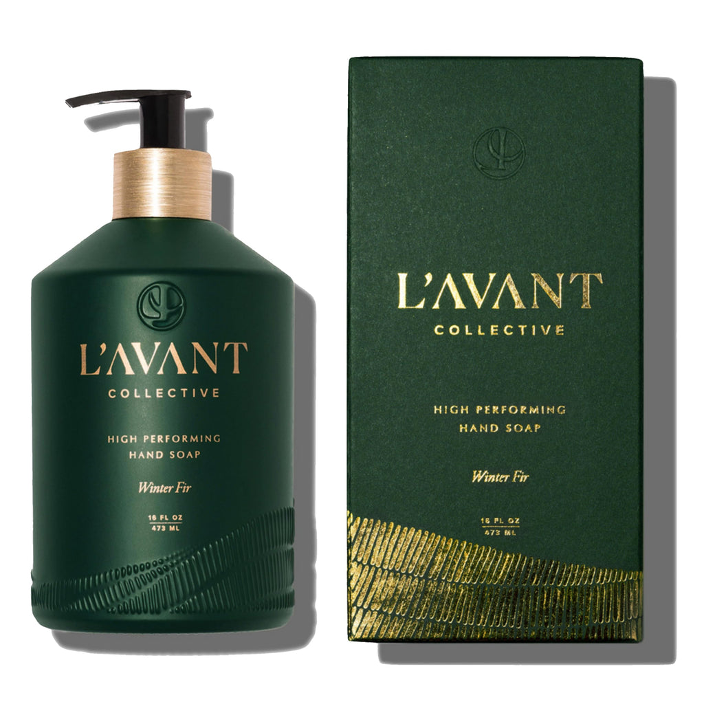 L'AVANT Collective Natural Luxury Hand Soap | Plant-Based, Non-Toxic & Moisturizing, Safe for Kids & Pets, Refillable Glass Bottle with Pump, 16 Fl Oz, Bathroom & Kitchen | Winter Fir