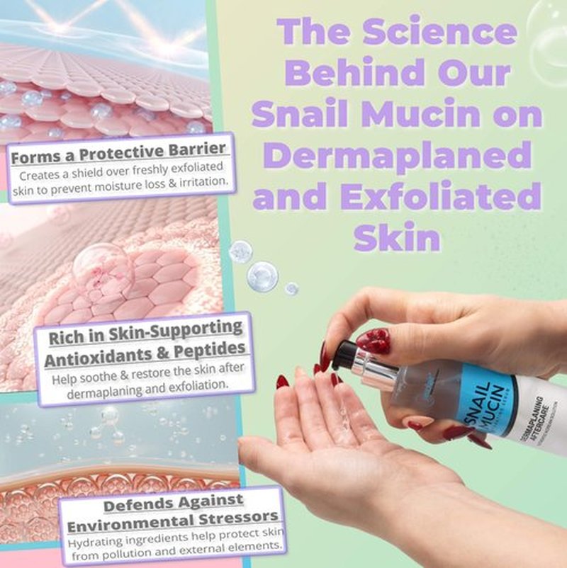 Snail Mucin Hydrating Serum for Post-Dermaplaning – Korean Beauty Skincare to Soothe, Hydrate & Renew Skin After Face Razors & Dermaplaning Tools – Ideal For Dermplane and Daily Routine