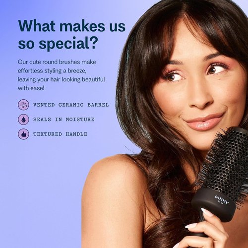 Gimme Beauty Round Brush - Vented Ceramic Barrel Blowout Brush for All Hair Types - Large 53mm