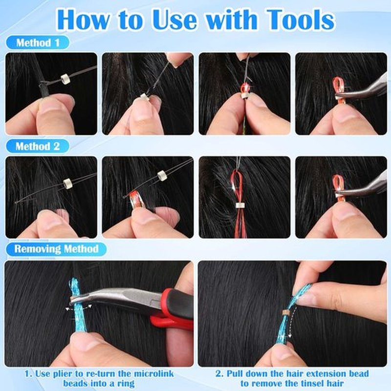 Hair Tinsel Kit (48 Inch 25 Colors 5000 Strands), Glitter Tinsel Hair Extensions with Tinsel Beads, Heat Resistant Fairy Hair Tinsel Kit with Hair Tinsel Tool for Women Girls Daily Parties Festival