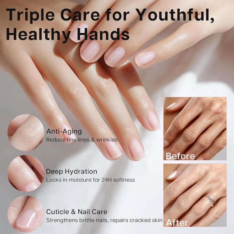 VRAIKO OUHOE Retinol Anti-Aging Hand Cream - Mineral Moisturizer with Shea Butter & Collagen for Youthful Hands (1pc)