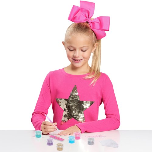 JoJo Siwa Razzle Dazzle Nail Art Decorating Kit, Kids Manicure Set with Adhesive Tabs, Brush, Stickers, Nail File and Glitter, Kids Toys for Ages 6 Up by Just Play