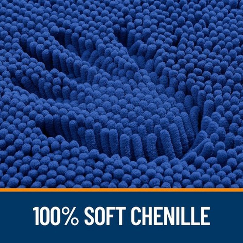 OLANLY Bathroom Runner Rugs - Soft Absorbent Chenille Bath Mat with Rubber Backing | 47x20 Royal Blue