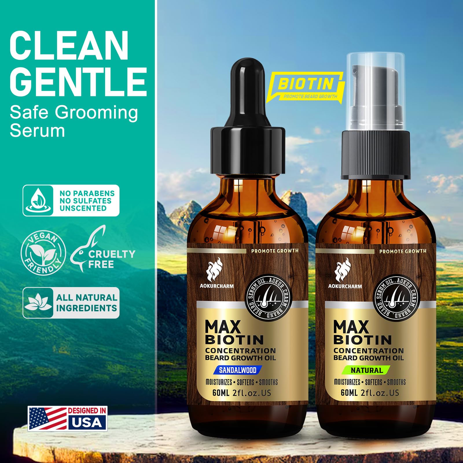 aokur Beard Growth Serum - GROW Maximum XXL Beard Growth Oil for Men -Thickens & Fills Patches - Facial Hair & Scalp Treatment - Beard & Hair Thickening Conditioner & Enhancer