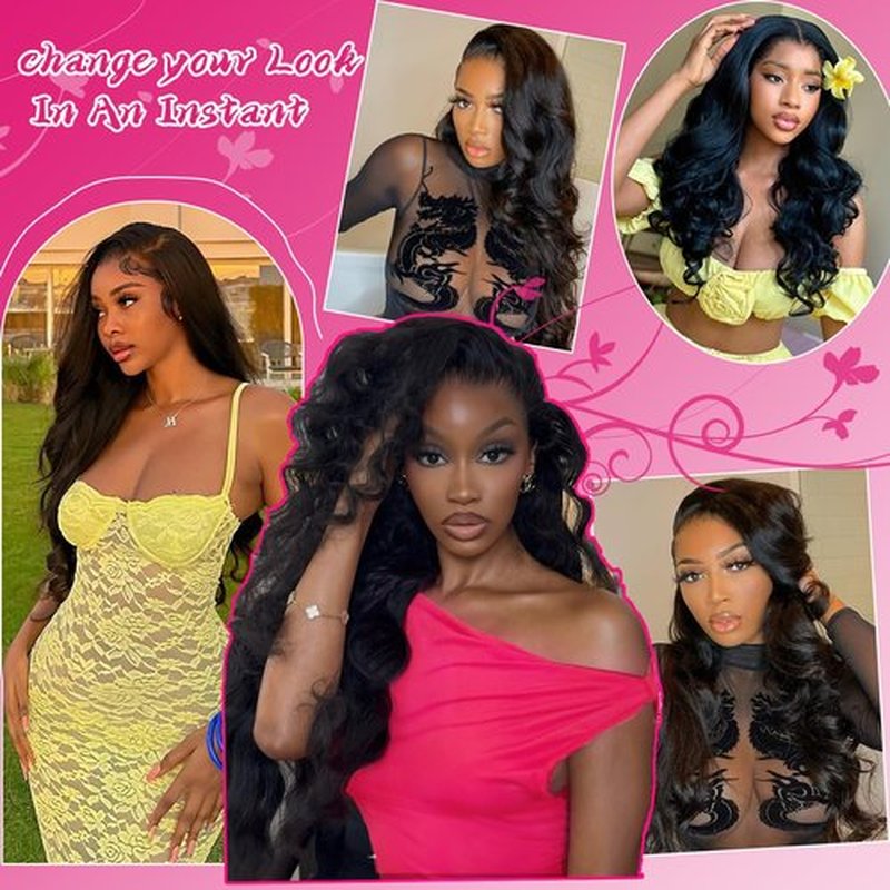Cevkira 13x6 Lace Front Wigs Human Hair Pre Plucked 180% Density Body Wave HD Transparent Lace Frontal Human Hair Wig 10A Glueless Wigs with Baby Hair for Women Natural Black 28 Inch