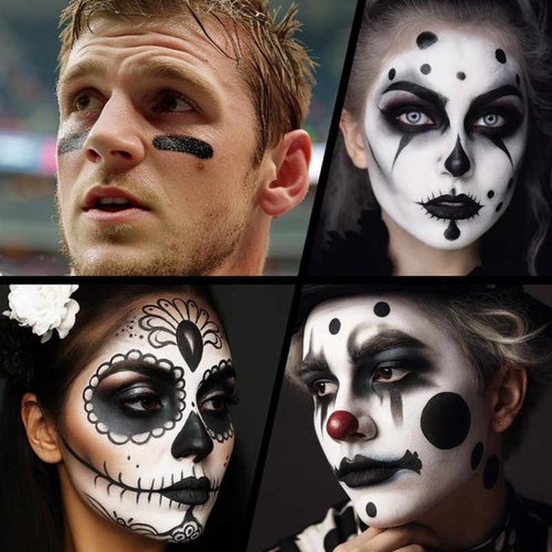 10PCS Black Face Body Paint Stick Set, Waterproof Eye Black for Baseball/Softball/Football Sports, Professional Cream-Blendable Stick for Halloween Gothic Skull Clown Skeleton Cosplay & Stage