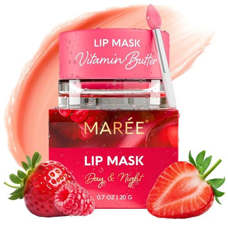 MAREE Lip Mask Overnight - Hydrating Lip Treatment with Hyaluronic Acid & Collagen - Moisturizing Lip Butter Balm