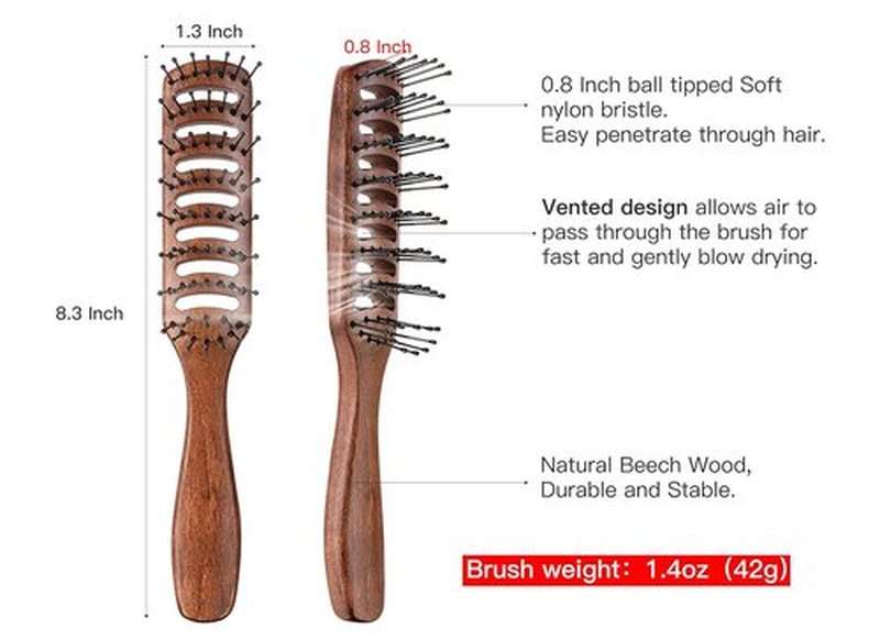 PERFEHAIR Vented Hair Brush - Men's Volumizing Styling Tool for Dry & Wet Hair, Curly or Straight