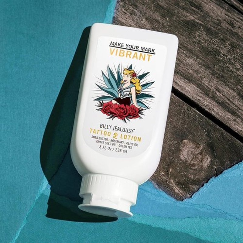 Billy Jealousy Tattoo Lotion - Nourishing Aftercare with Shea Butter & Green Tea Extract for All Skin Types