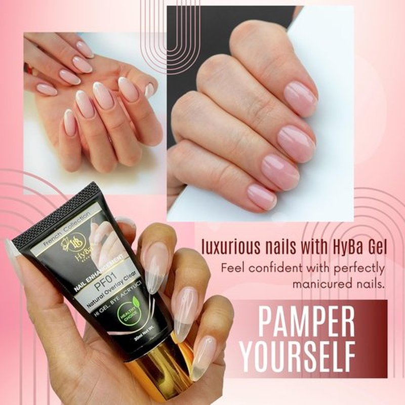 HyGEL CLEAR 60ml Hybrid Gel Nail Polish - PF01 Natural Clear Overlay