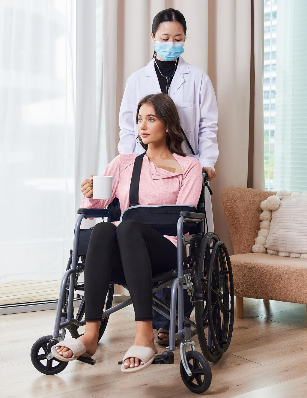 Deyeek Chemo Shirts for Port Access Dialysis Shirts with Arm Zipper Tear Away Long Sleeve Post Shoulder Surgery Shirt Pink M