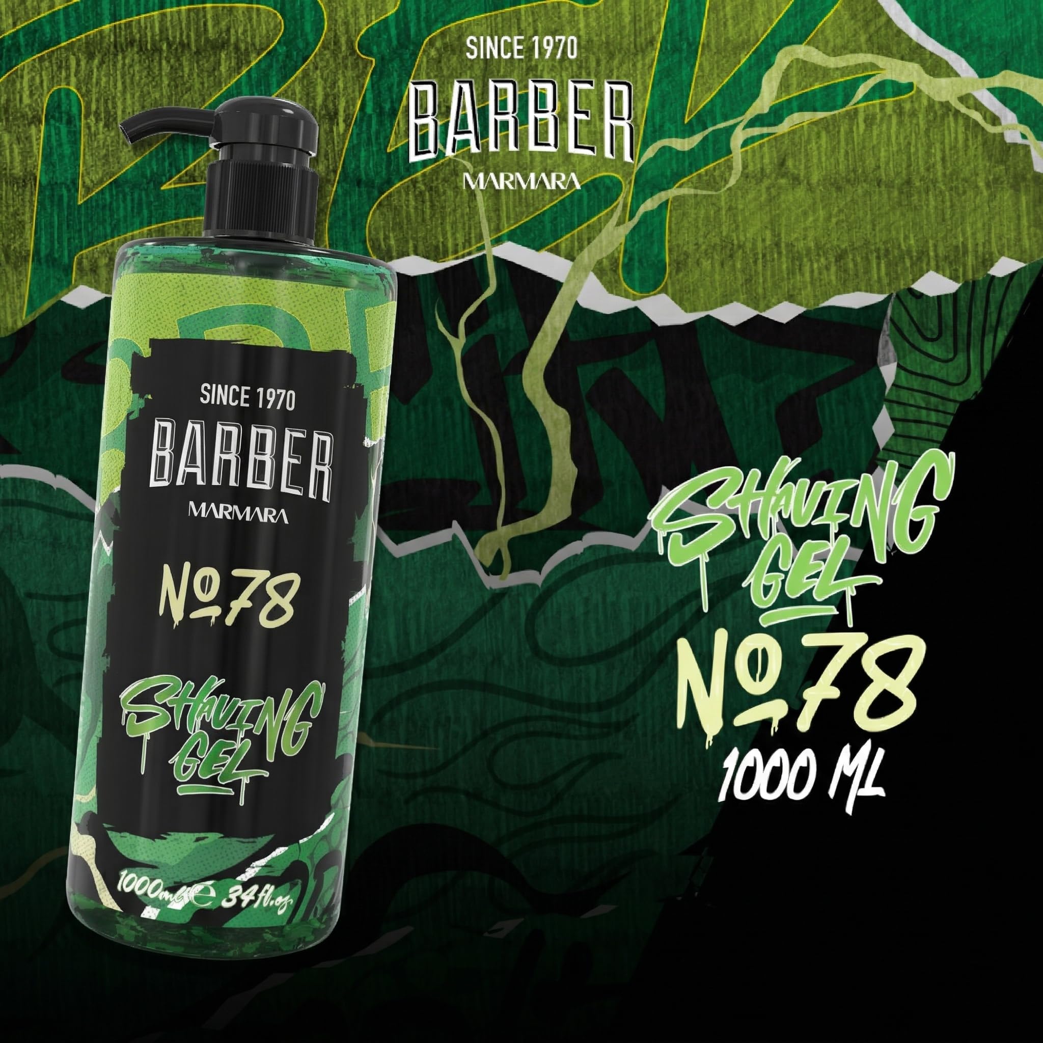 Barber Marmara No.78 Clear Non-Foaming Shaving Gel with Pump 33.81 fl oz