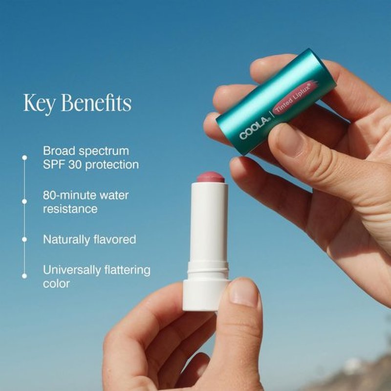 COOLA Organic Liplux Tinted Lip Balm - SPF 30 Sunscreen, Vegan & Gluten-Free, 0.15 Oz