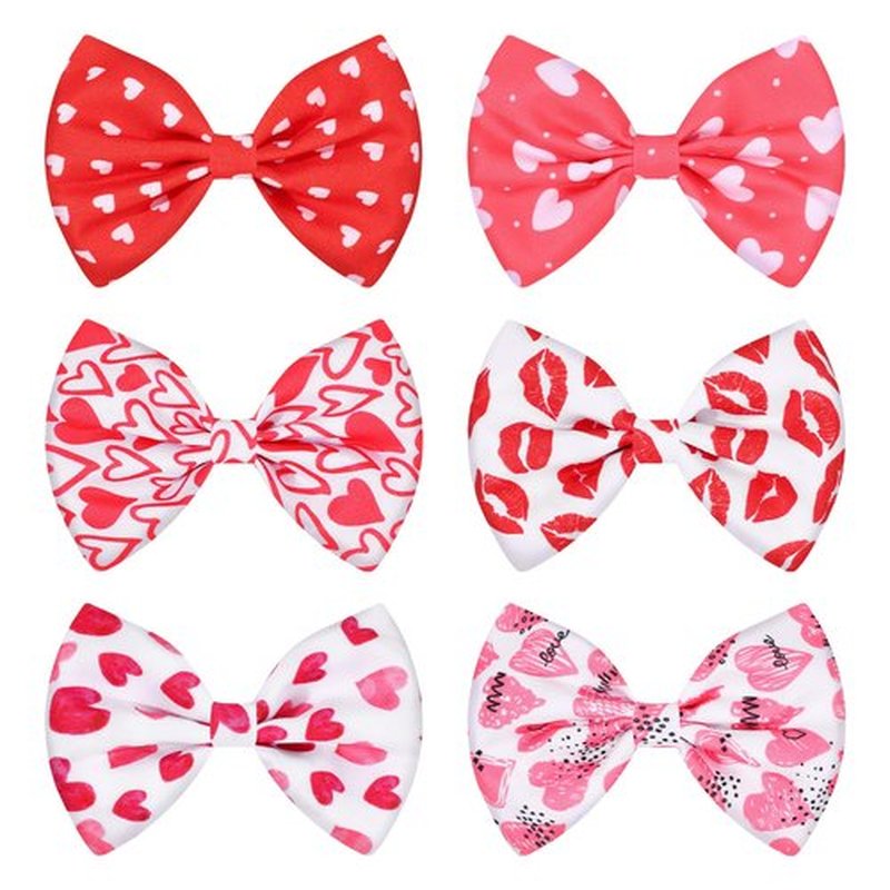 PABOBIT 6 PCS Valentines Day Hair Bows for Girls, Heart Hair Clips Red Pink Bow Alligator Clip, Valentine Hair Accessories for Toddler Kids Teens Gifts
