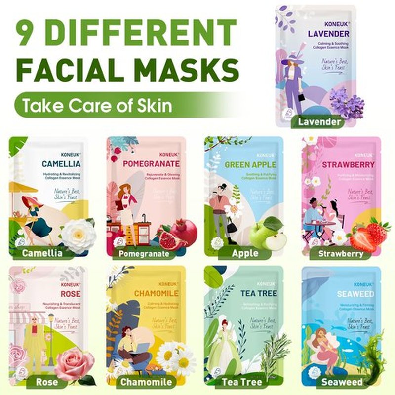 27 Pack Collagen Sheet Face Masks Skincare for Women, Bulk Hydrating Face Mask Set for Dry Skin, Moisturizing Facial Masks for Skin Care, Easter Basket Stuffers, Mothers Day Gifts, Teacher Gifts