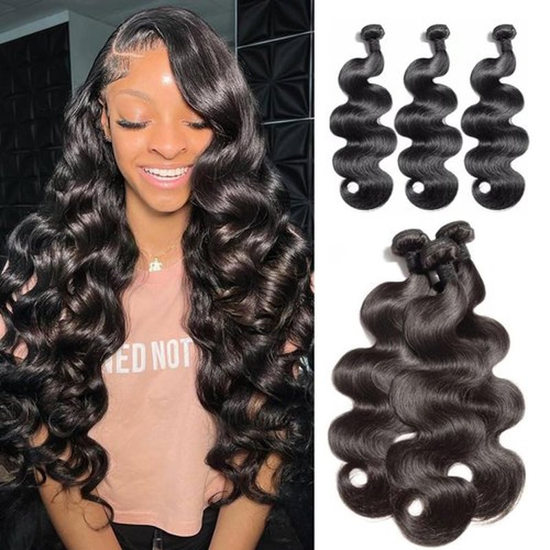 12A Human Hair Bundles 18 18 18 Inch Raw Body Wave 3 Bundles Human Hair 100% Unprocessed Brazilian Virgin Hair Quick Weave Extensions Natural Black