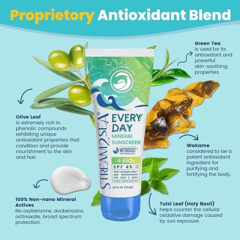 Every Day Kids SPF 45 Mineral Sunscreen - Biodegradable, Paraben-Free & Reef Safe | 2.5 Fl Oz Non-Greasy Protection Against UVA & UVB