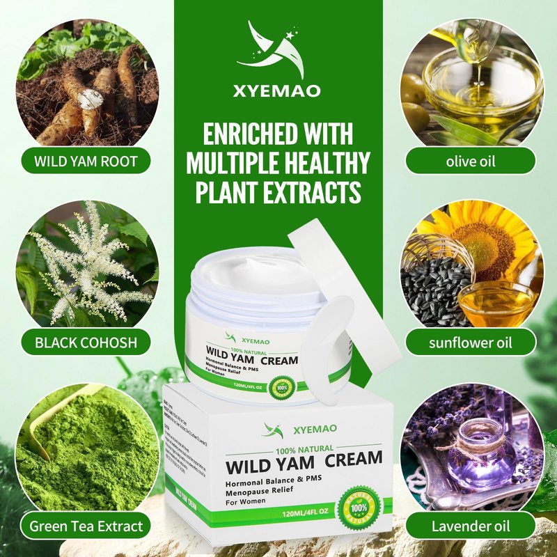 Xyemao Organic Wild yam Cream for Hormone Balance - Menopause Relief Crea Promotes Relieves Menstrual Discomfort, Deeply Nourishes and Moisturizes,100% Organic Formula,120ml