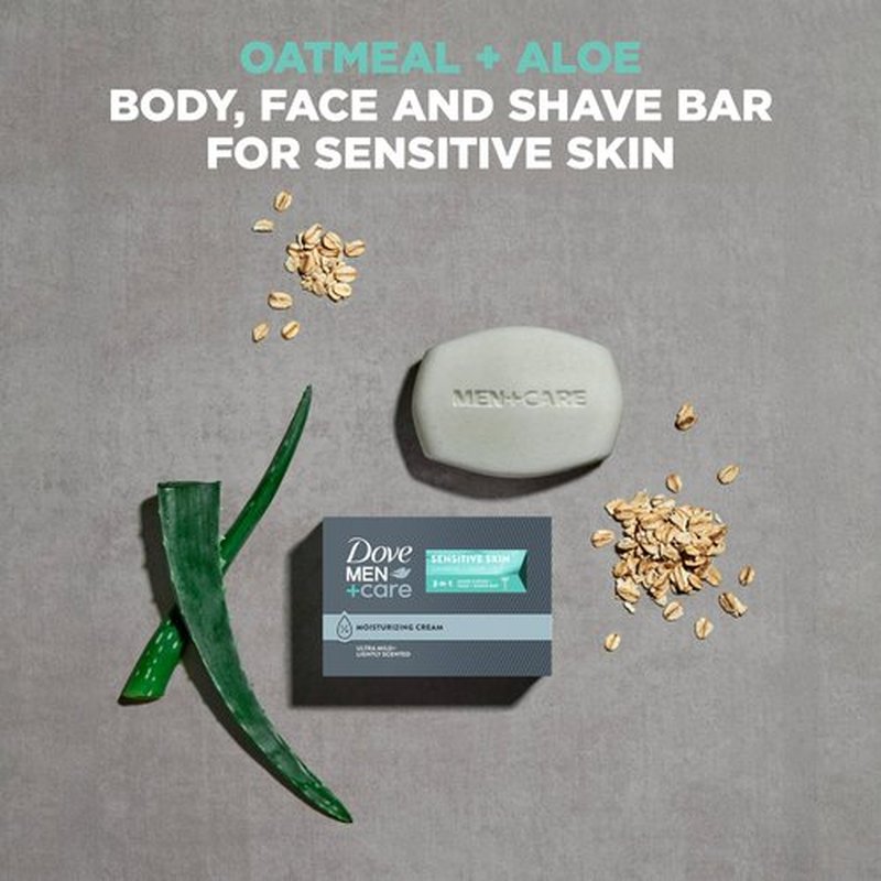 DOVE MEN + CARE Hand & Body Face + Shave Bar Sensitive Skin 6 Count for sensitive skin 3.75 oz