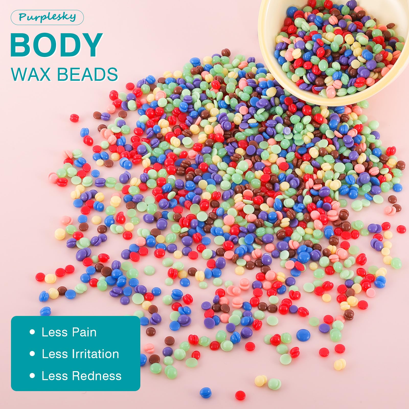 Coarse Wax Beads, 2 Lbs Hard Wax Beads for Hair Removal, Bikini Waxing Beans for Brazilian,Sensitive Skin, Leg, Face, Armpit, Home Waxing Bulk with Silicone Wax Stick (sea salt)