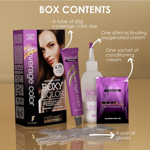 Skiennix Professional Coloring Kit - Permanent Hair Dye for Gray Coverage | 6.71 Dark Blonde Ash Brown + Reviving Shampoo & Conditioner Set