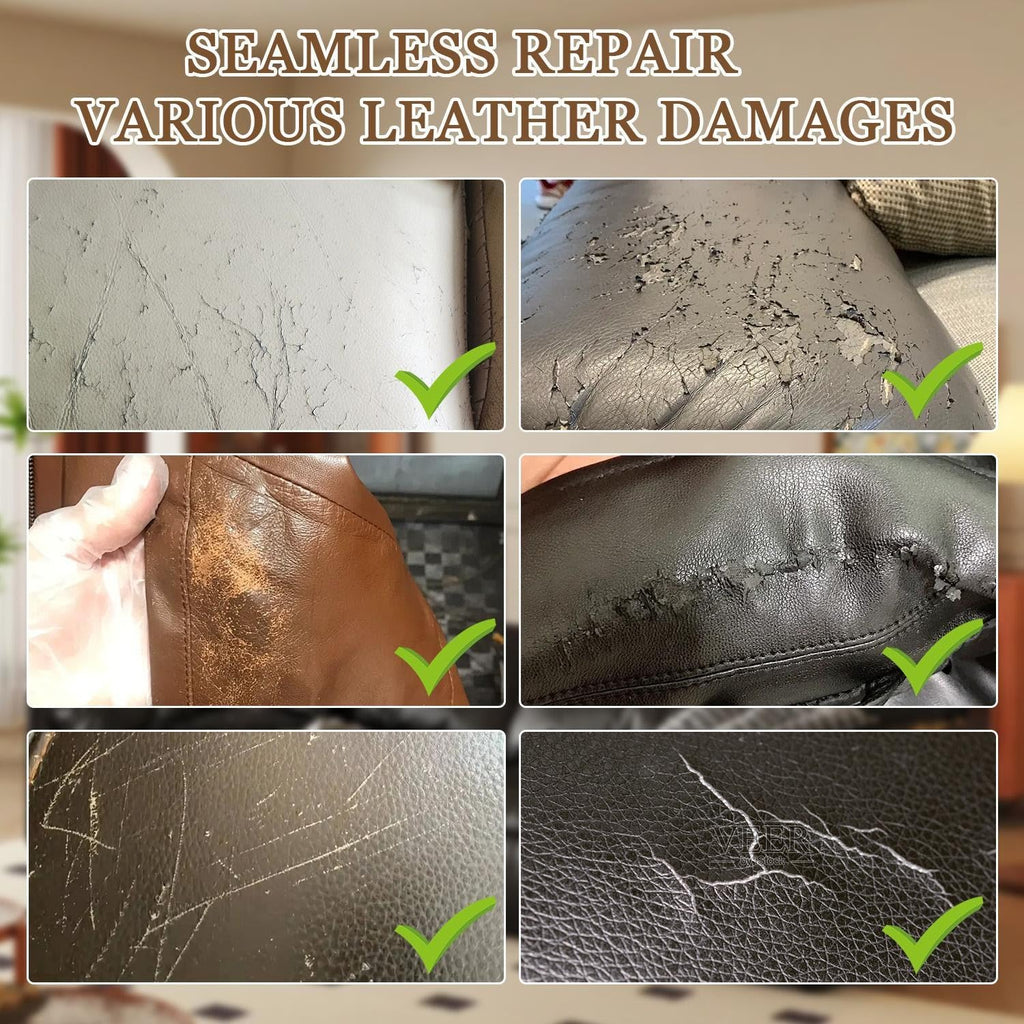 Leather Repair Kit for Furniture, Sofa, Jacket, Car Seats & Purse, 5Pcs Vinyl Repair Kit with Easy Instructions, Fix Tears, Scratches, Holes & Peeling on Genuine, Faux, Bonded Leather (Dark Brown)