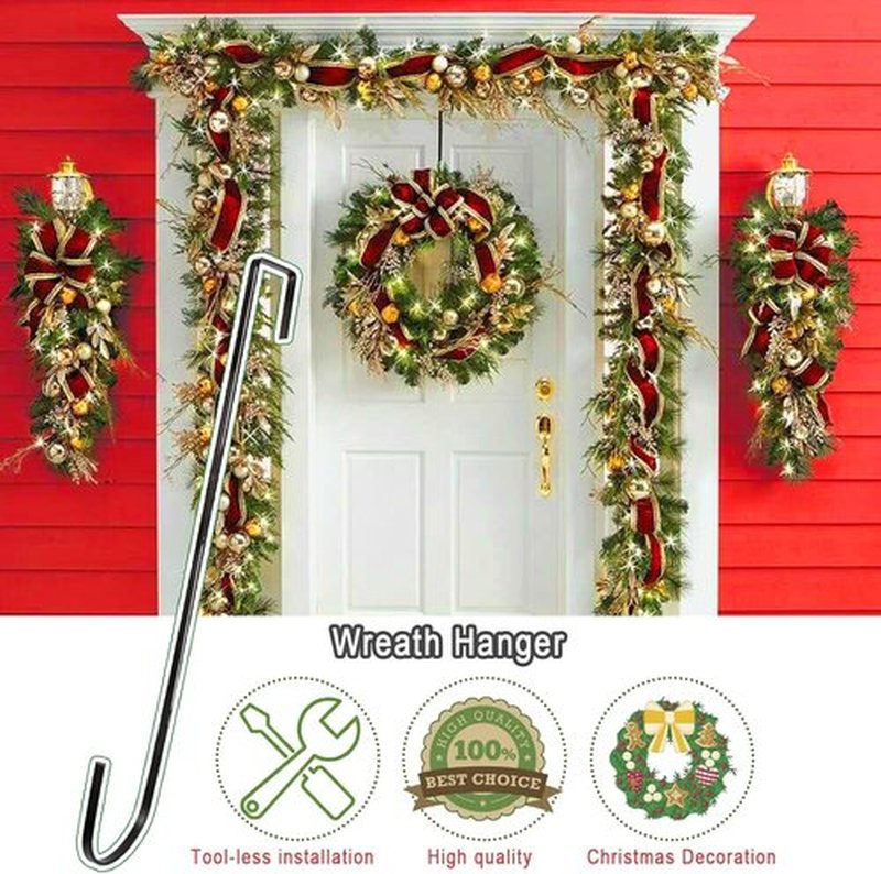 Skiennix 12" Wreath Hangers - Non-Scratch Over The Door Hooks for Holiday Decor | 2 Pack