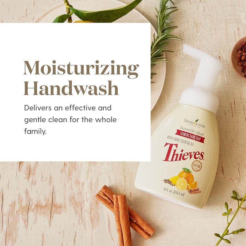 Young Living Thieves Foaming Hand Soap - Natural Essential Oil Formula, Moisturizing 8 fl oz | 2 Pack