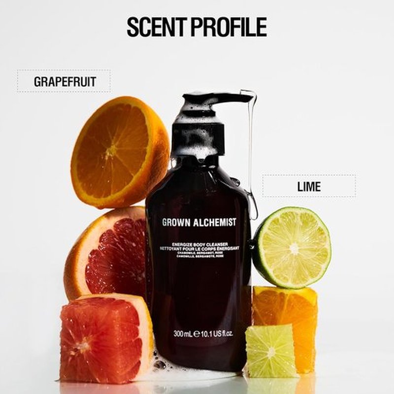 Grown Alchemist Energize Body Cleanser Set - 500ml + 1L Refill for Revitalizing Skin Care