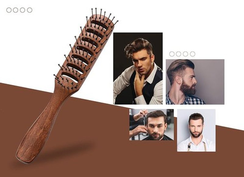 PERFEHAIR Vented Hair Brush - Men's Volumizing Styling Tool for Dry & Wet Hair, Curly or Straight