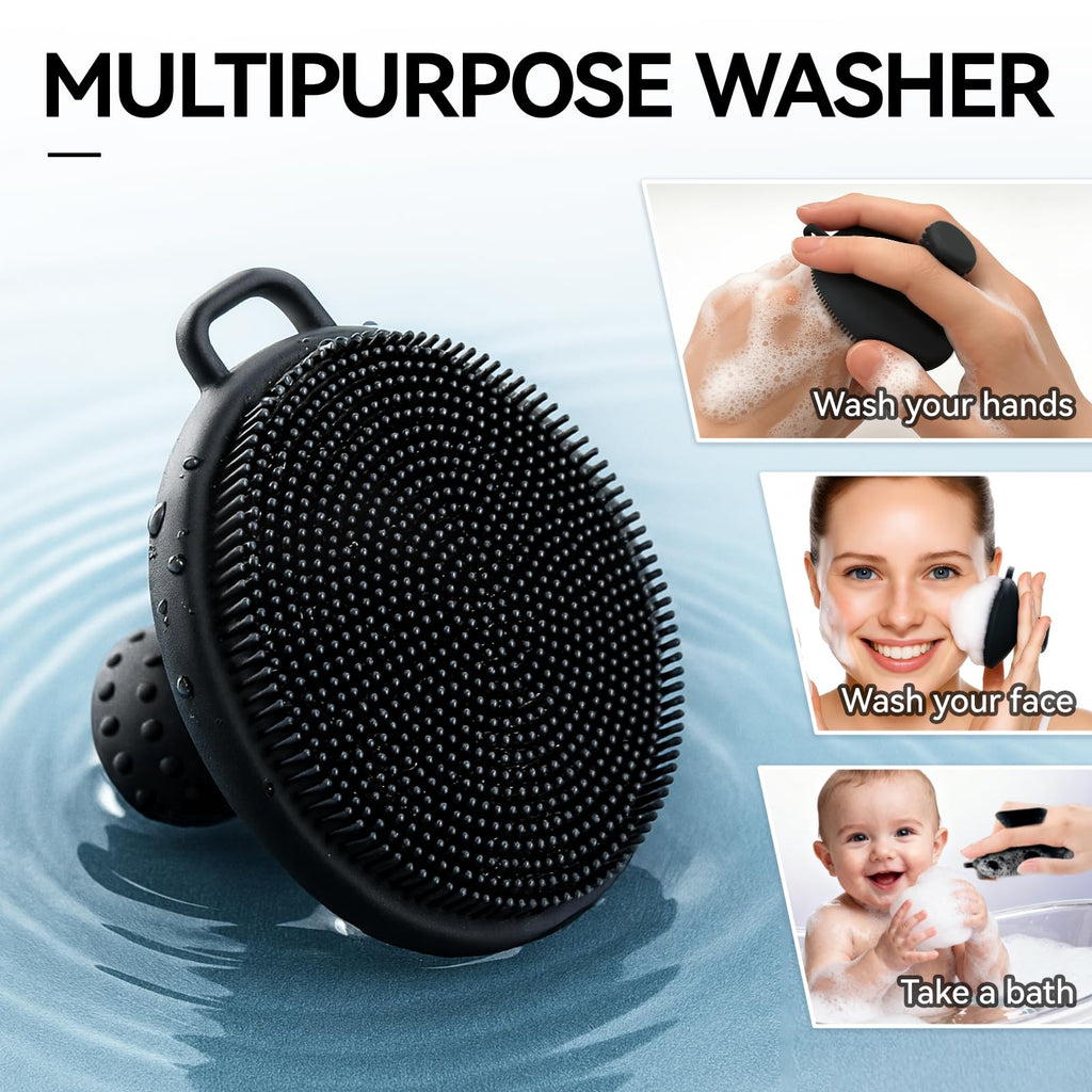 Ithyes Silicone Face Scrubber exfoliator, Facial Cleansing Brush,Gentle Exfoliation and Blackhead Removal for Men and Women, Suitable for Sensitive Skin,Face Exfoliator Tool,1Pack (Black)