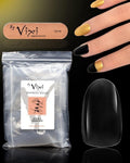 By Vixi 600 MEDIUM OVAL NAIL SET with PREP FILE, 10 Sizes – Clear Express Full Cover False Fingernail Extensions for Salon Professionals & Home Use