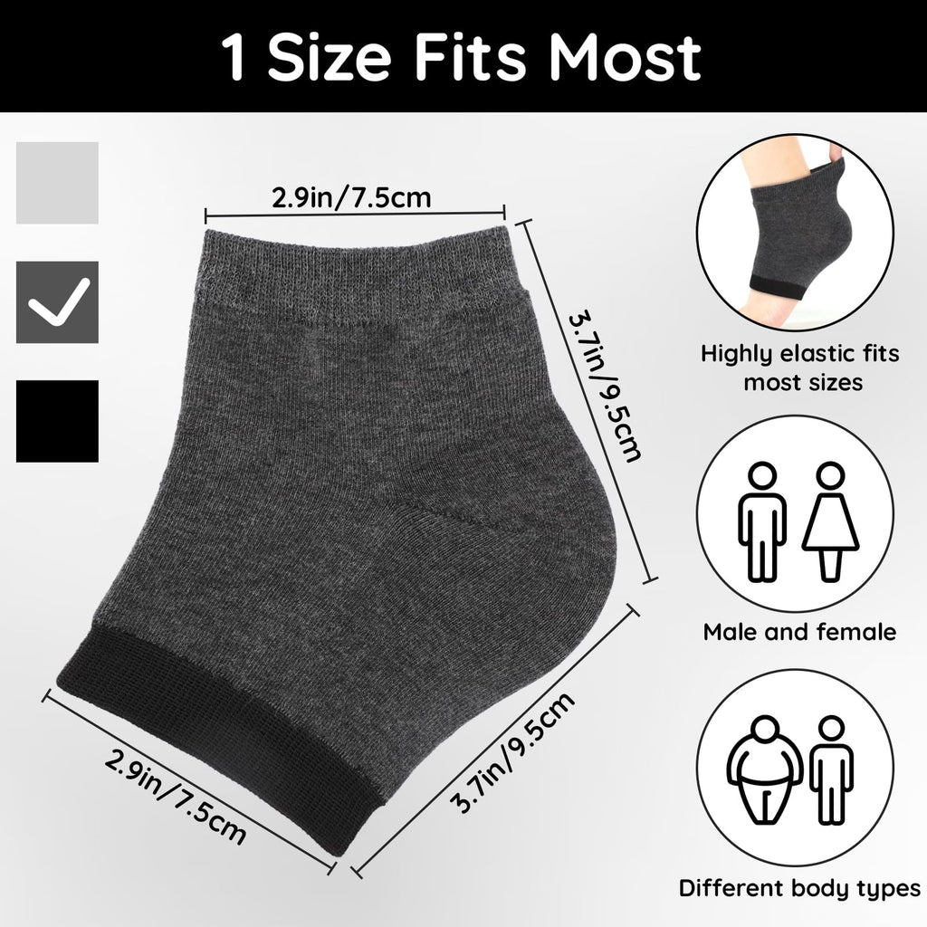 Segbeauty Feet Moisturizing Socks, 8 Counts Moisturizing Gel Heel Socks for Dry Cracked Heels, 4 Pairs Foot Care Moisture Socks for Dry Feet Overnight, Gel Lined Foot Moisturizing Open Toe Socks Black