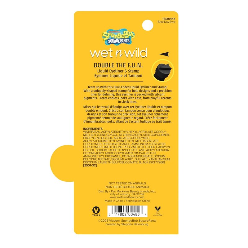 Wet n Wild Spongebob Liquid Eyeliner & Stamp - Double The F.U.N. | Vibrant Color & Easy Application