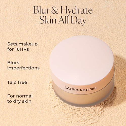 Laura Mercier Translucent Loose Setting Powder - Talc-Free, Ultra-Blur, 16HR Hydration, Mint Green Color Corrects Redness