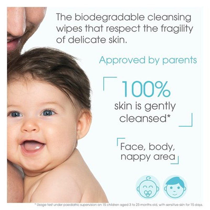 Bioderma - ABCDerm H20 Baby Cleansing Wipes - Biodegradable & Gentle for Newborns & Kids